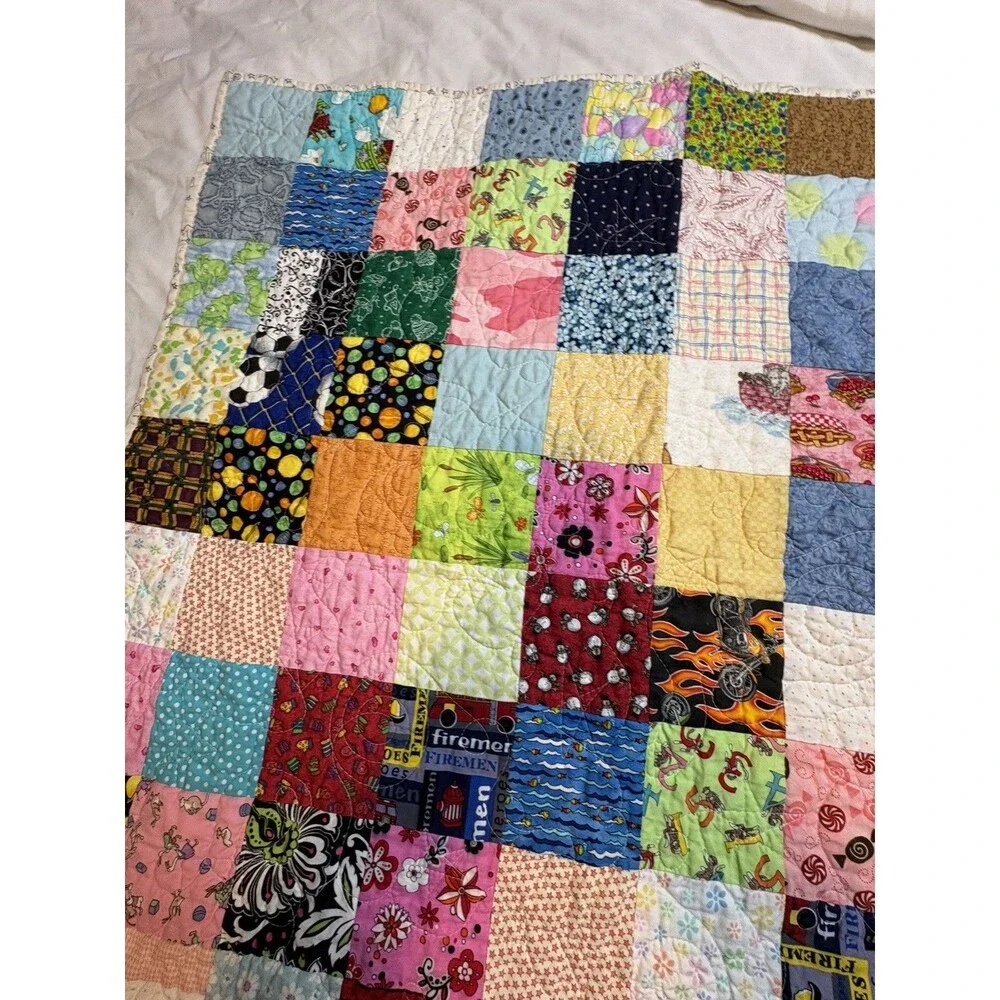Patchwork Baby Quilt Anchors On Back Proverbs Scripture On Back See Pics 38”x38”